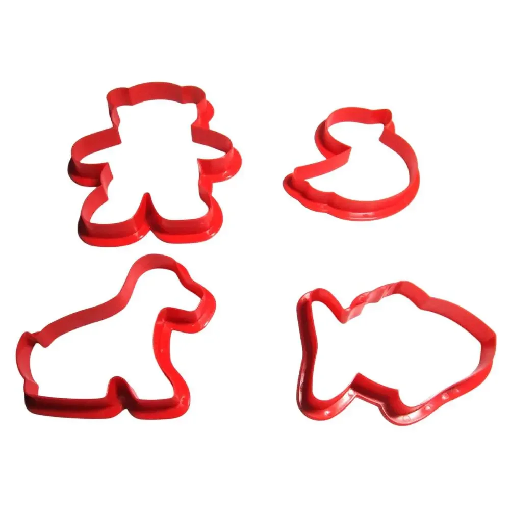 Wilton Animal Cookie Cutters Set of 4 Dog Fish Chick Bear, Orange Plastic